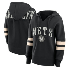 NBA Brooklyn Nets Women's Bold Move Dolman V-Neck High Hip Hoodie