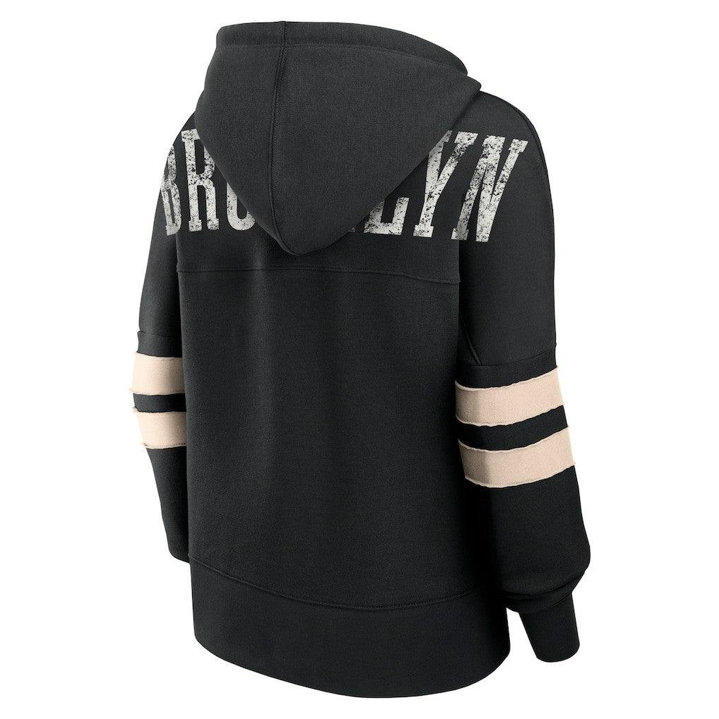 NBA Brooklyn Nets Women's Bold Move Dolman V-Neck High Hip Hoodie