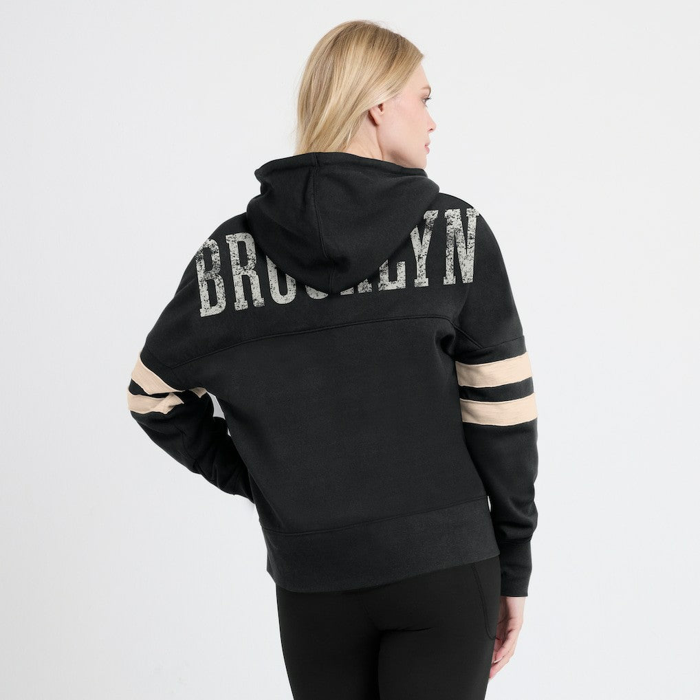 NBA Brooklyn Nets Women's Bold Move Dolman V-Neck High Hip Hoodie