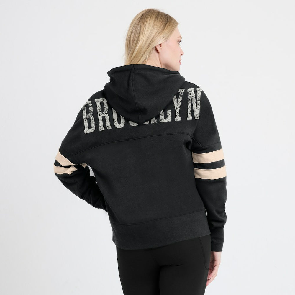 NBA Brooklyn Nets Women's Bold Move Dolman V-Neck High Hip Hoodie