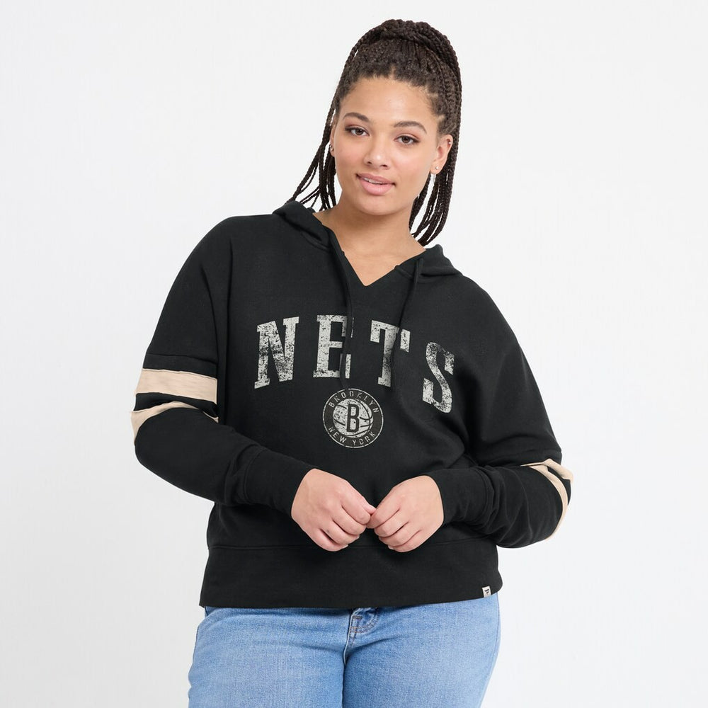 NBA Brooklyn Nets Women's Bold Move Dolman V-Neck High Hip Hoodie