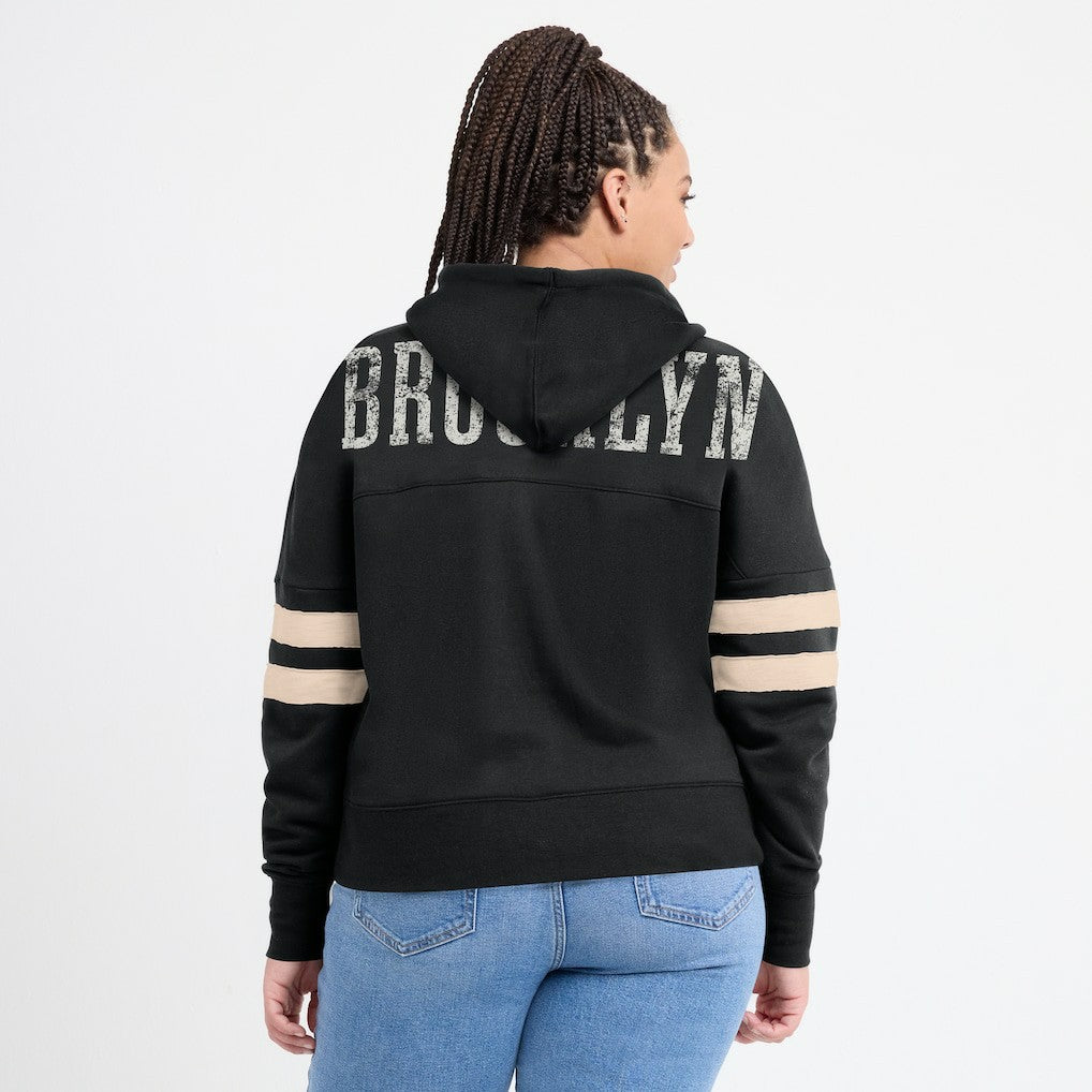 NBA Brooklyn Nets Women's Bold Move Dolman V-Neck High Hip Hoodie
