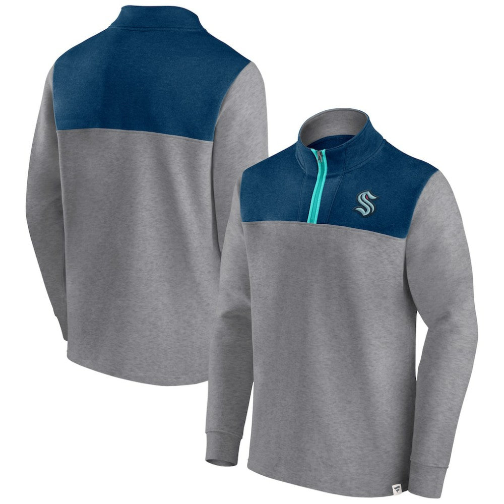 NHL Heather Gray Seattle Kraken Fanatics Launch It Quarter-Zip Jacket
