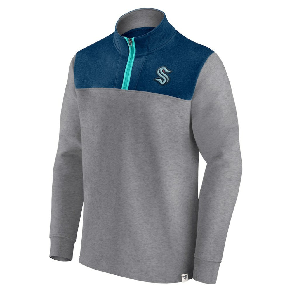 NHL Heather Gray Seattle Kraken Fanatics Launch It Quarter-Zip Jacket