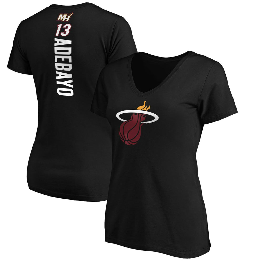 NBA Bam Adebayo Miami Heat Women's Playmaker Team Name & Number V-Neck T-Shirt