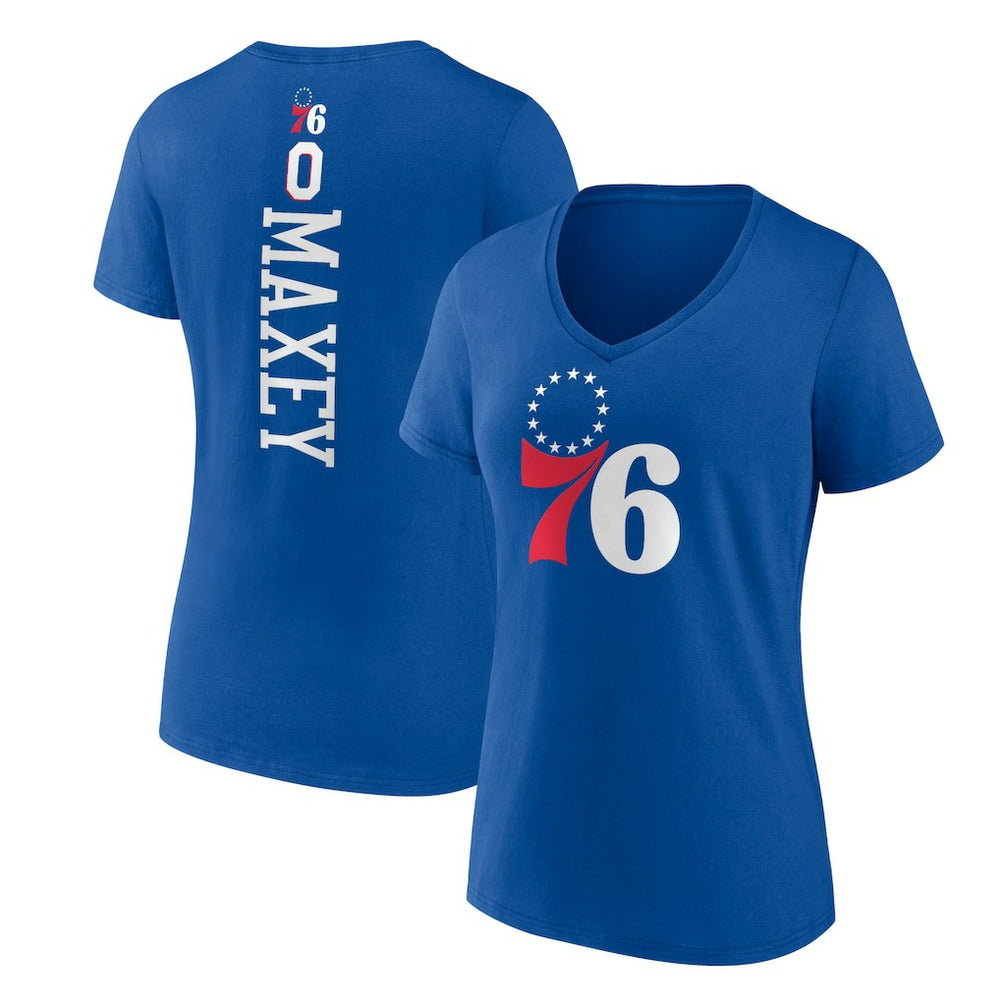 NBA Tyrese Maxey Philadelphia 76ers Women's Playmaker Team Name & Number V-Neck T-Shirt