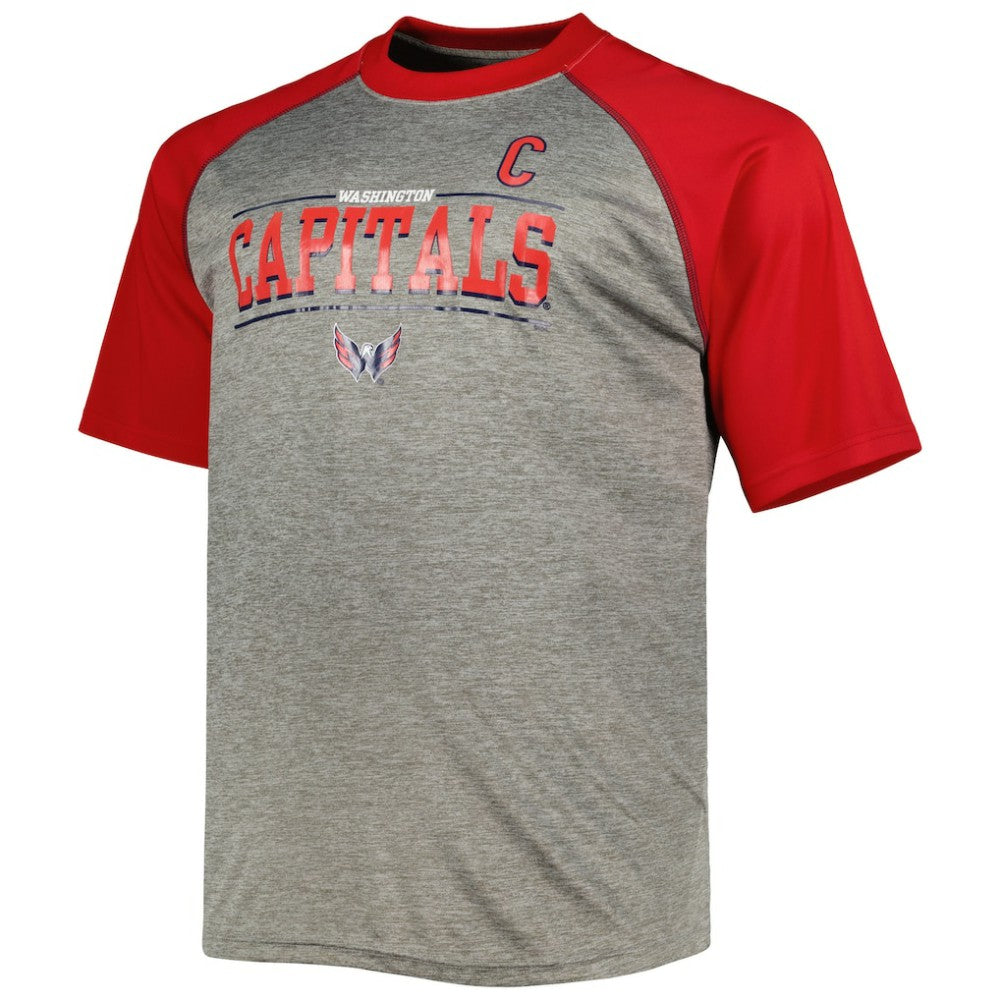 NHL Heather Gray/Red Alexander Ovechkin Washington Capitals Fanatics Big & Tall Captain Patch Contrast Raglan Name & Number T-Shirt