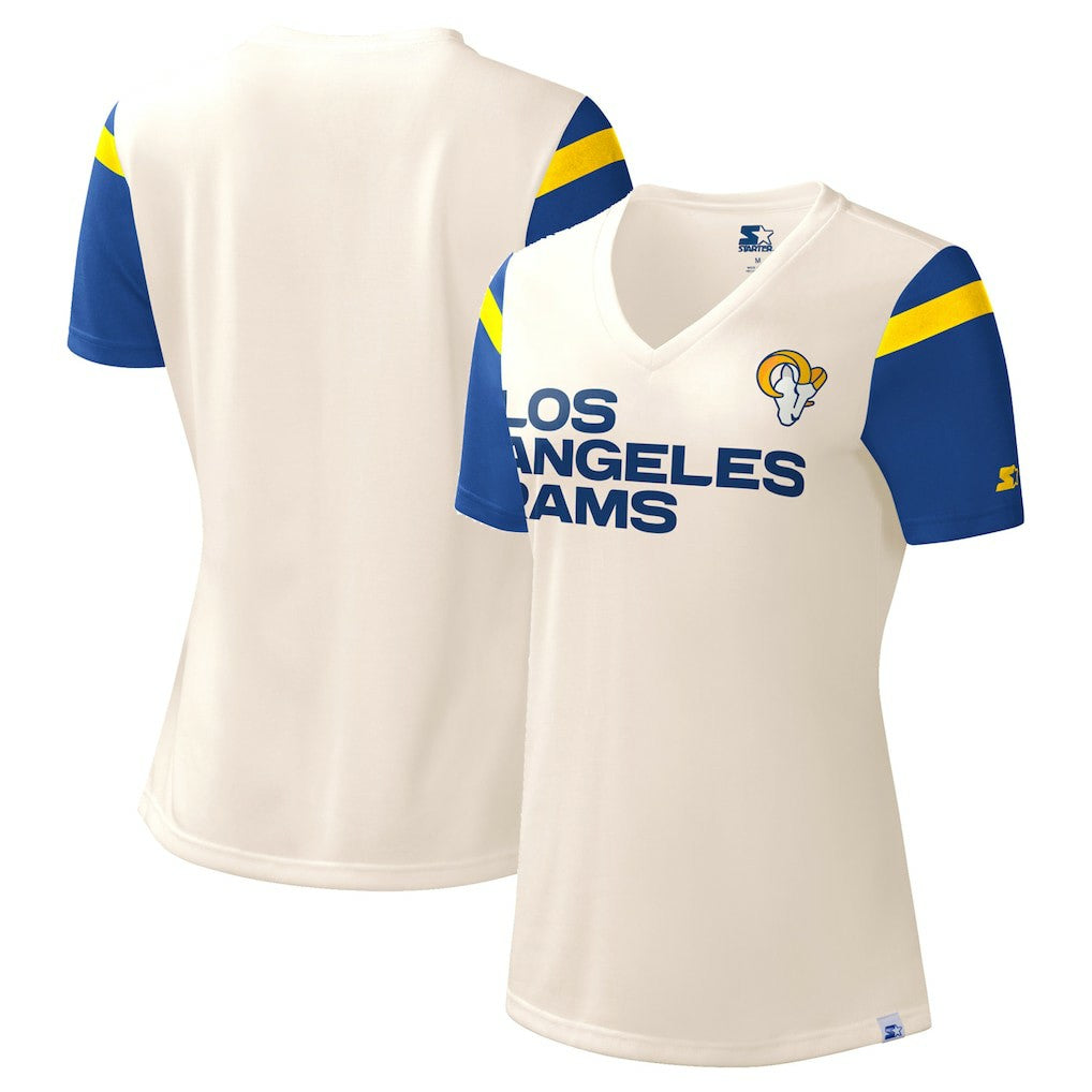 Starter Women's Kick Start V-Neck T-Shirt - Los Angeles Rams