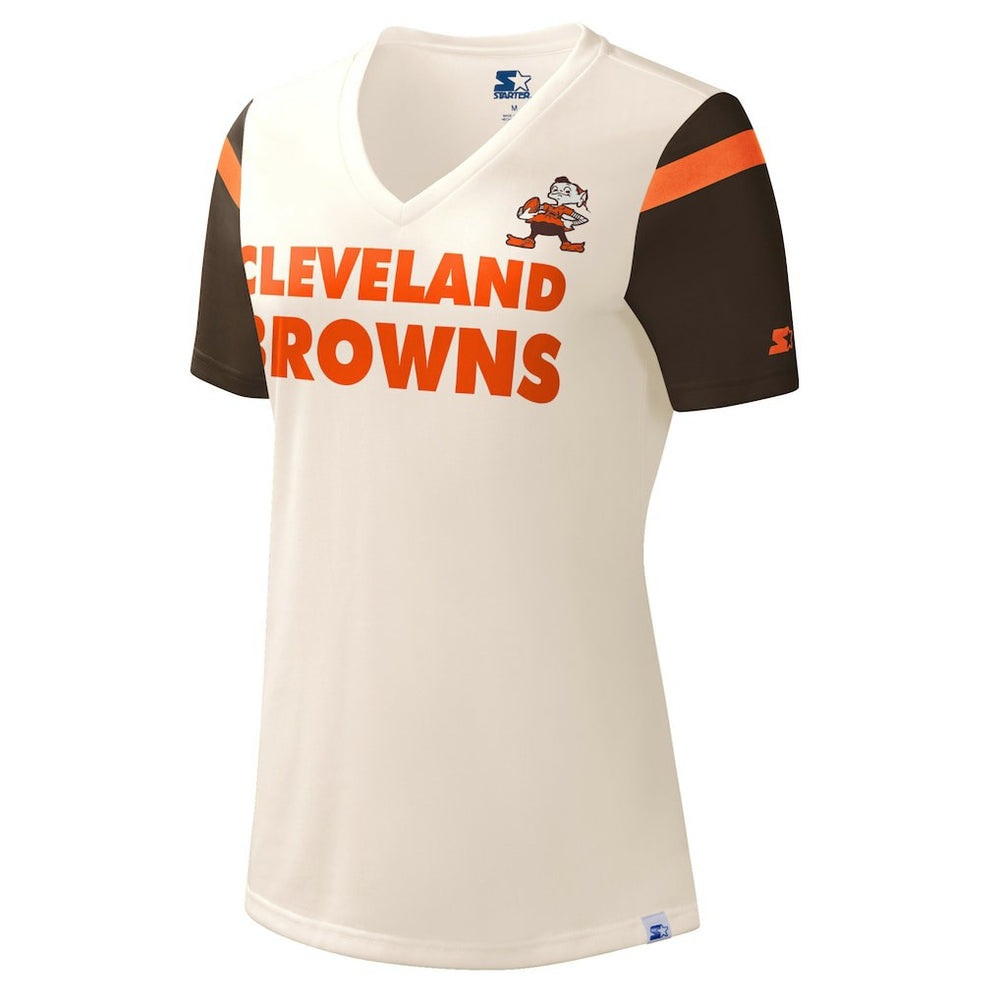 Starter Women's Kick Start V-Neck T-Shirt - Cleveland Browns