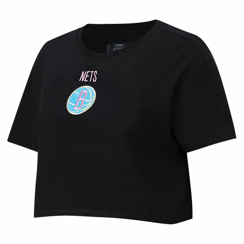 NBA Brooklyn Nets Pro Standard Women's Washed Neon Cropped Boxy T-Shirt