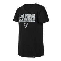 Girls Youth Reverse Sequin V-Neck T-Shirt - Las Vegas Raiders