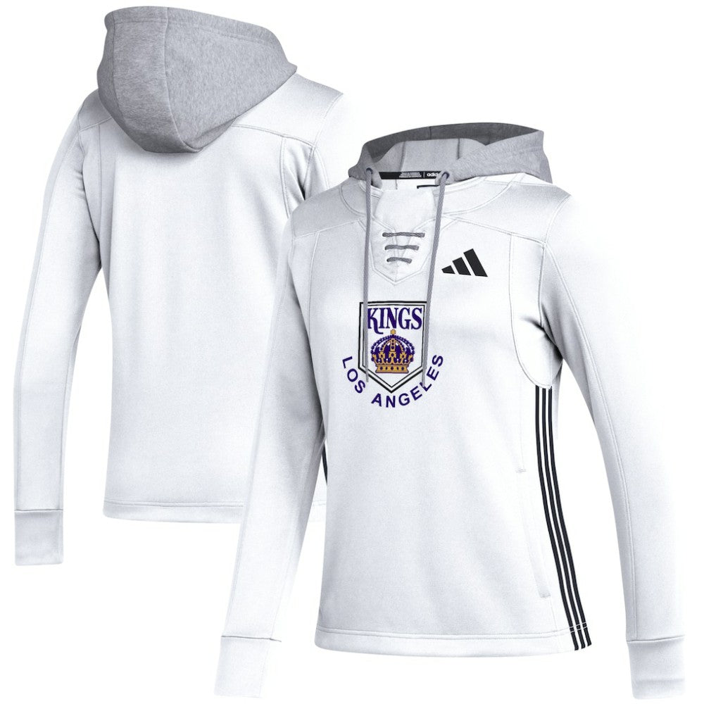 NHL White Los Angeles Kings adidas Women's Refresh Skate Lace AEROREADY Pullover Hoodie