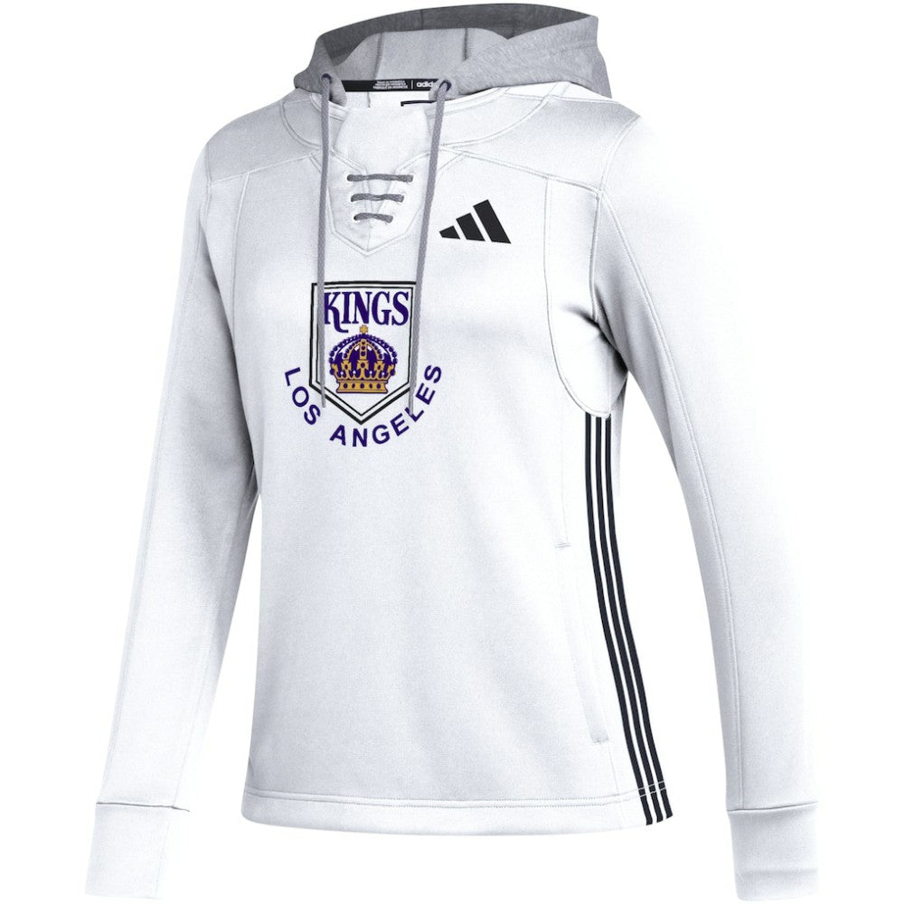 NHL White Los Angeles Kings adidas Women's Refresh Skate Lace AEROREADY Pullover Hoodie