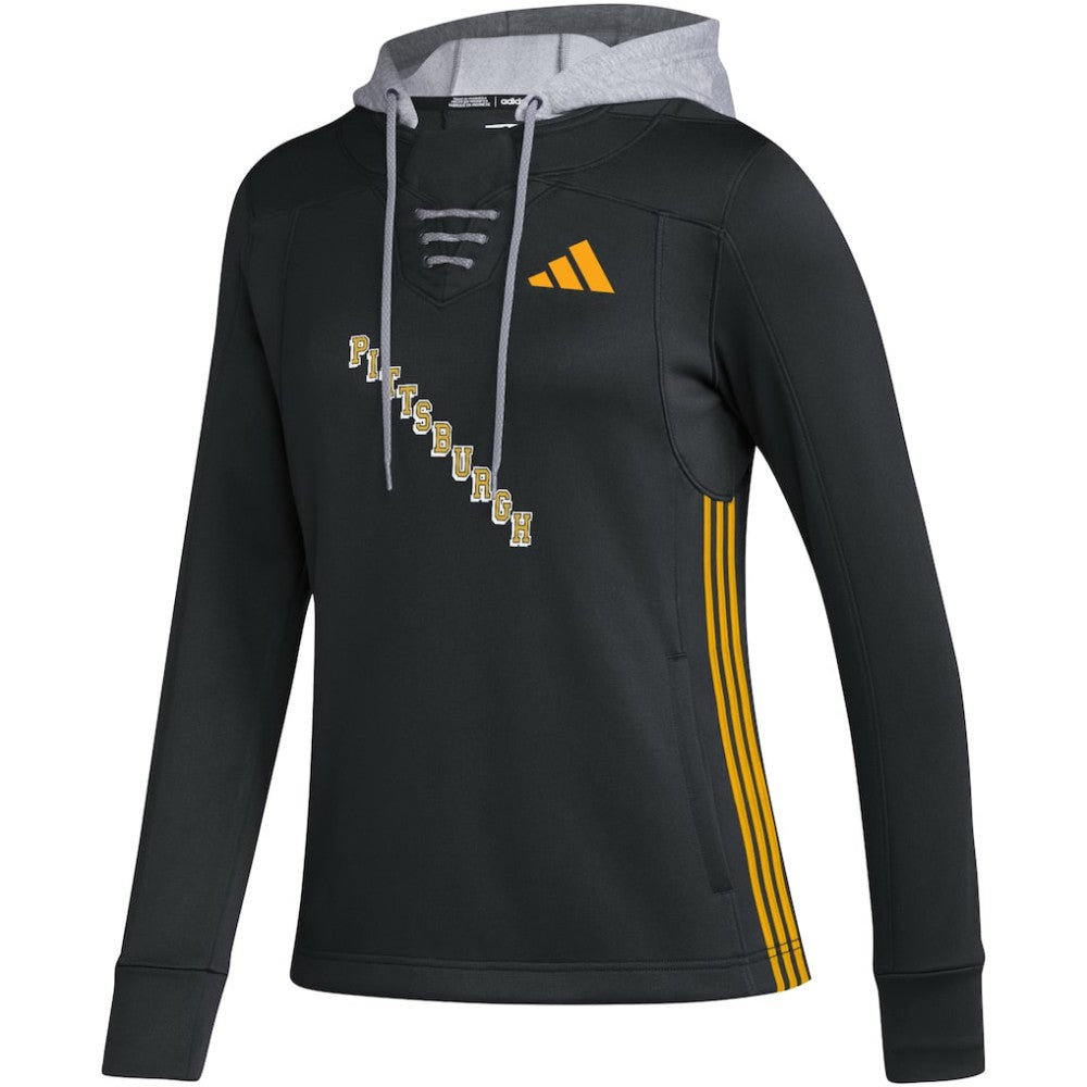 NHL Black Pittsburgh Penguins adidas Women's Refresh Skate Lace AEROREADY Pullover Hoodie