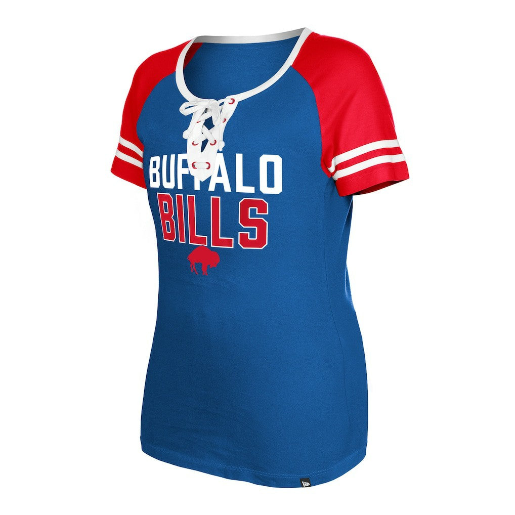 Women's Throwback Raglan Lace-Up T-Shirt - Buffalo Bills