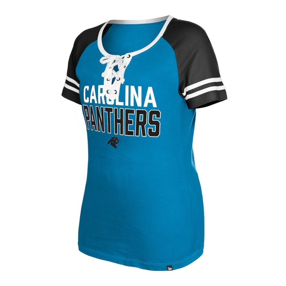 Women's Raglan Lace-Up T-Shirt - Carolina Panthers