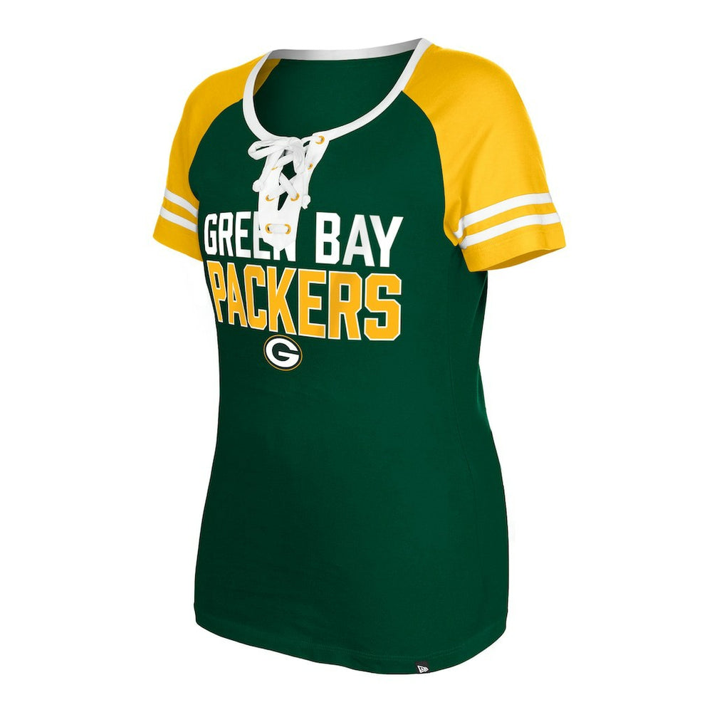 Women's Raglan Lace-Up T-Shirt - Green Bay Packers