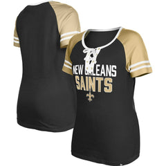 Women's Raglan Lace-Up T-Shirt - New Orleans Saints