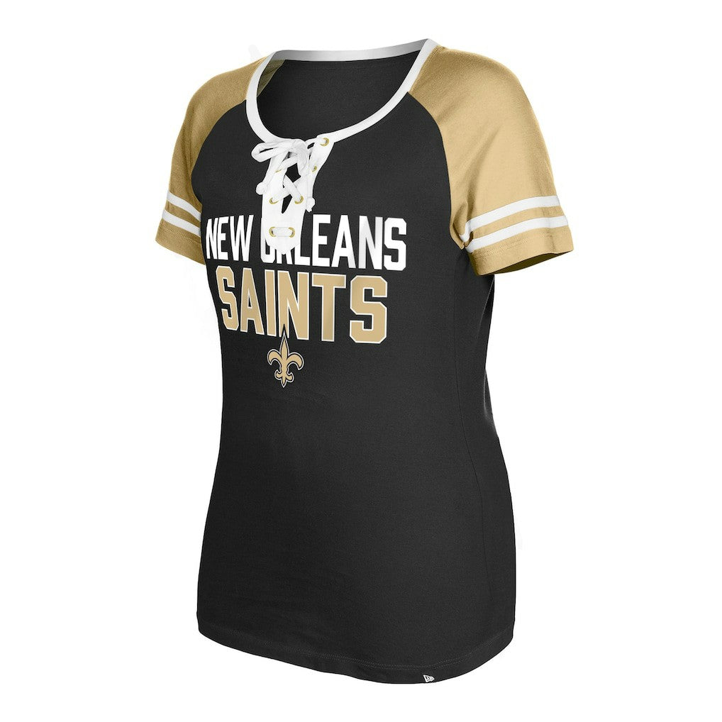 Women's Raglan Lace-Up T-Shirt - New Orleans Saints