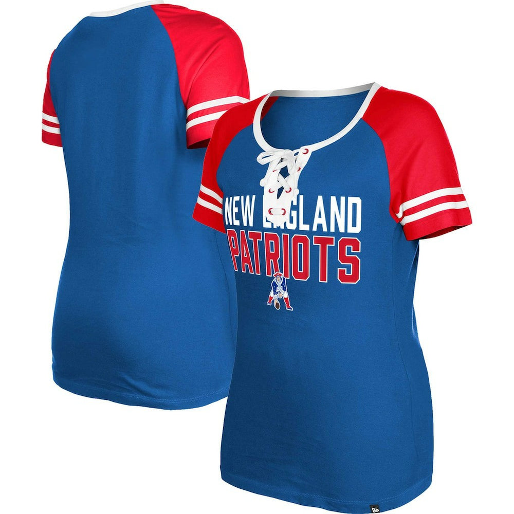 Women's Throwback Raglan Lace-Up T-Shirt - New England Patriots