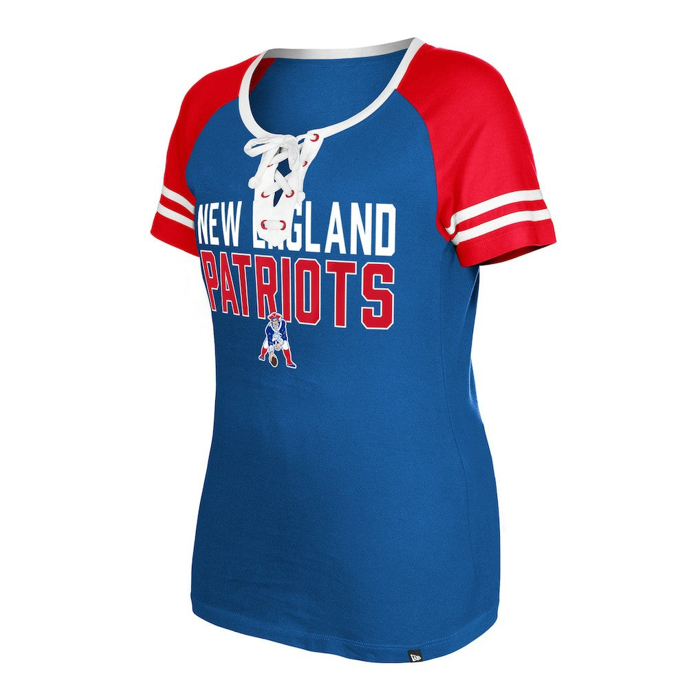 Women's Throwback Raglan Lace-Up T-Shirt - New England Patriots