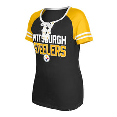 Women's Raglan Lace-Up T-Shirt - Pittsburgh Steelers