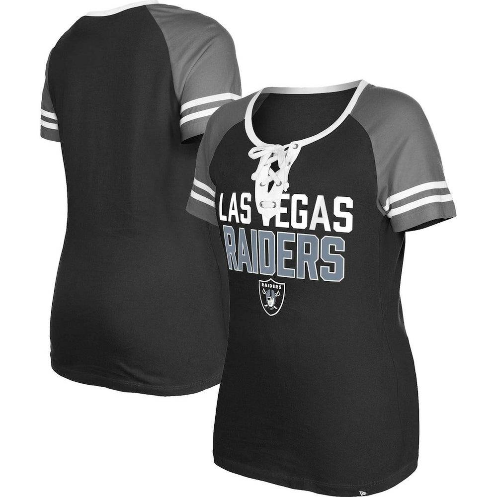 Women's Raglan Lace-Up T-Shirt - Las Vegas Raiders