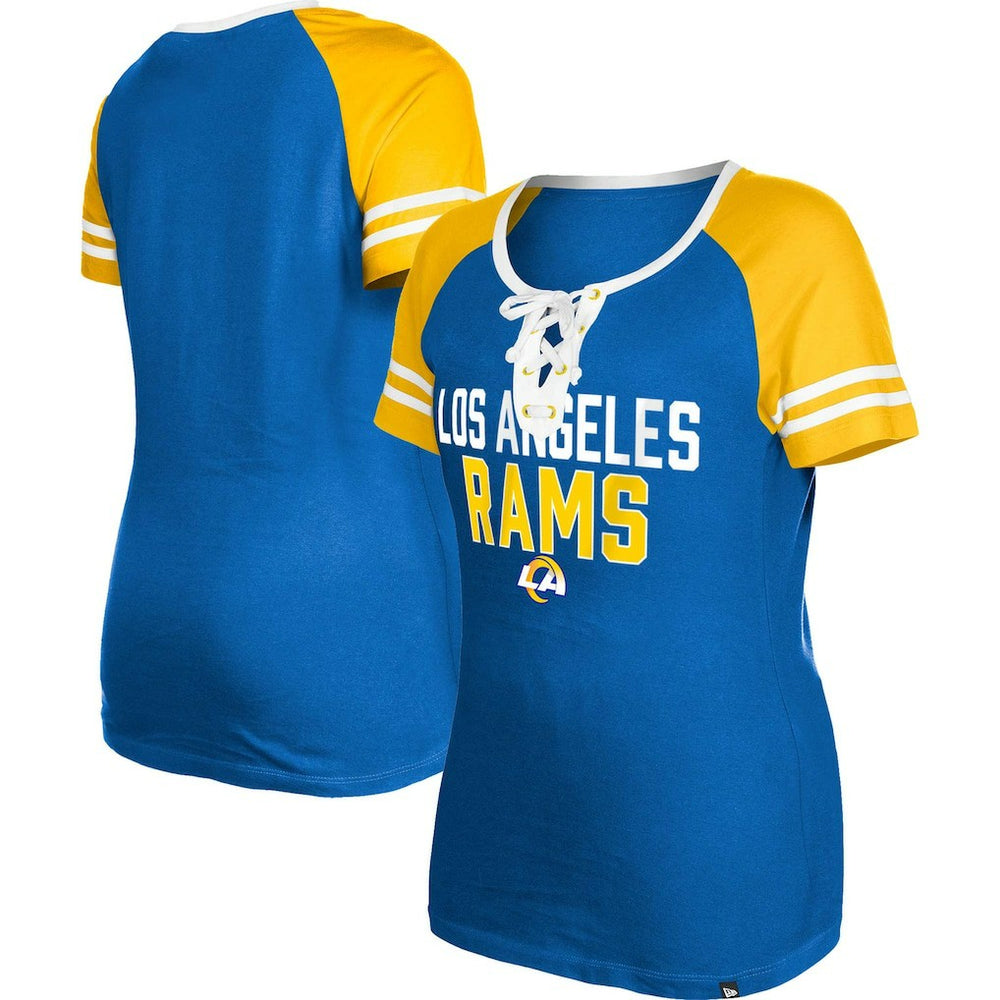 Women's Raglan Lace-Up T-Shirt - Los Angeles Rams