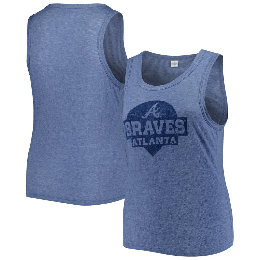 MLB Atlanta Braves Soft as a Grape Women's Plus Size High Neck Tri-Blend Tank Top