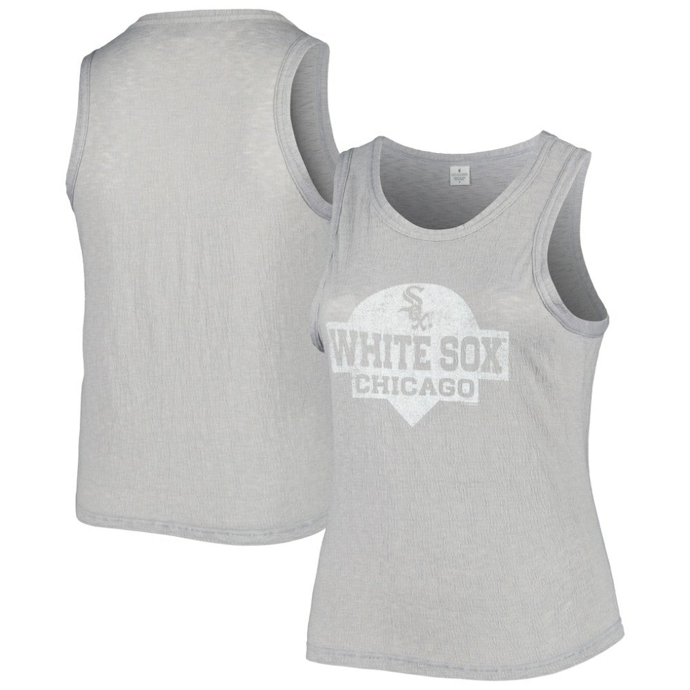 MLB Chicago White Sox Soft as a Grape Women's Plus Size High Neck Tri-Blend Tank Top