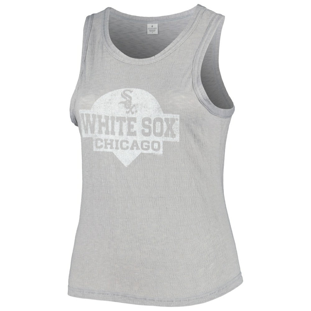 MLB Chicago White Sox Soft as a Grape Women's Plus Size High Neck Tri-Blend Tank Top