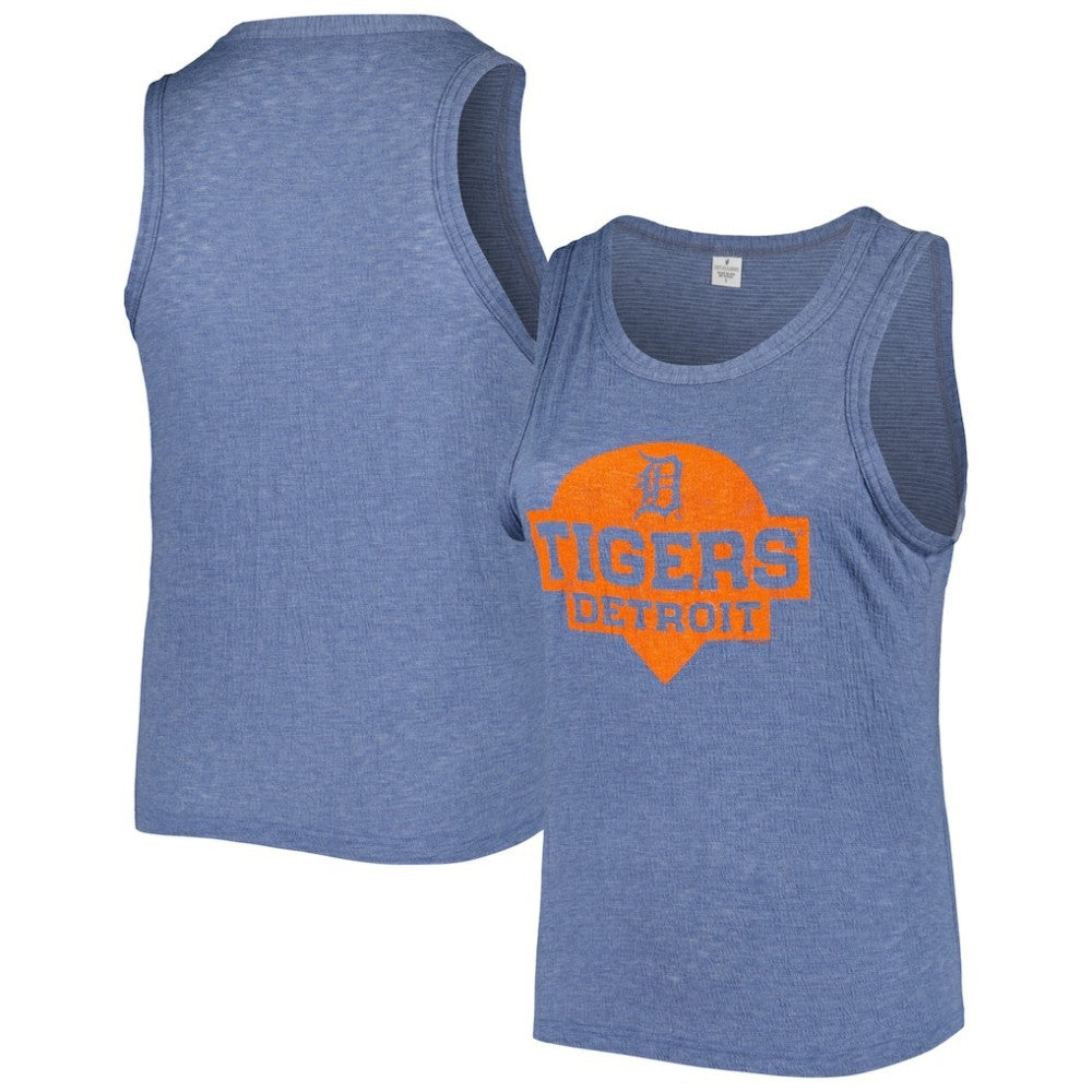 MLB Detroit Tigers Soft as a Grape Women's Plus Size High Neck Tri-Blend Tank Top