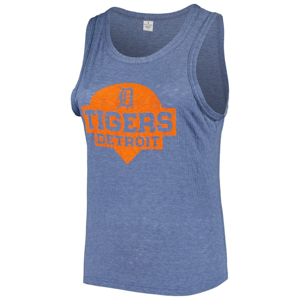 MLB Detroit Tigers Soft as a Grape Women's Plus Size High Neck Tri-Blend Tank Top