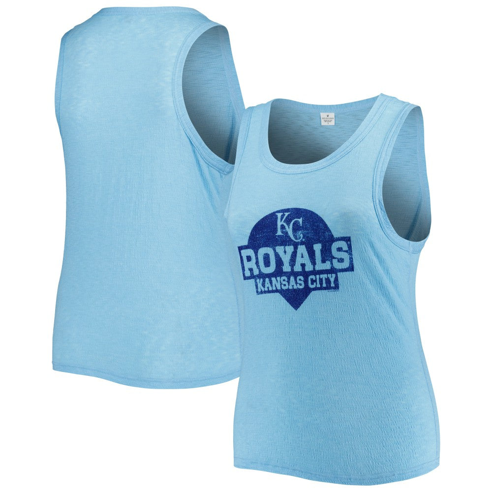 MLB Kansas City Royals Soft as a Grape Women's Plus Size High Neck Tri-Blend Tank Top