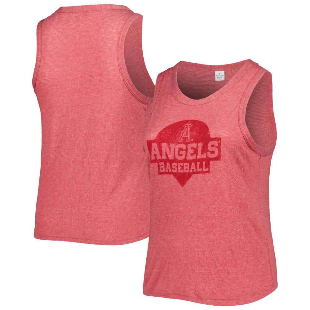 MLB Los Angeles Angels Soft as a Grape Women's Plus Size High Neck Tri-Blend Tank Top