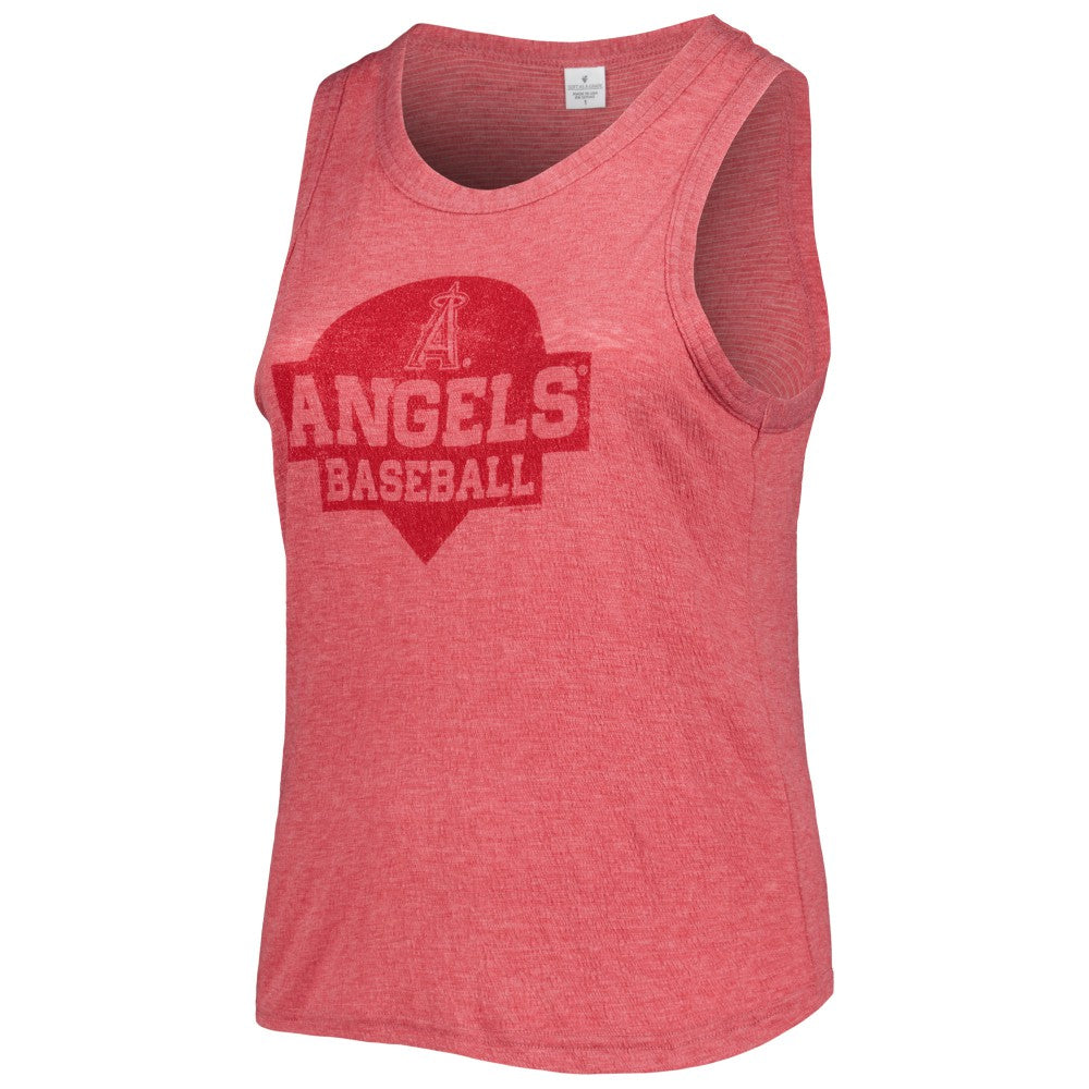 MLB Los Angeles Angels Soft as a Grape Women's Plus Size High Neck Tri-Blend Tank Top