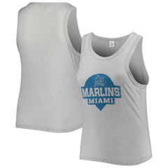 MLB Miami Marlins Soft as a Grape Women's Plus Size High Neck Tri-Blend Tank Top