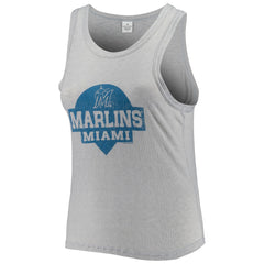 MLB Miami Marlins Soft as a Grape Women's Plus Size High Neck Tri-Blend Tank Top