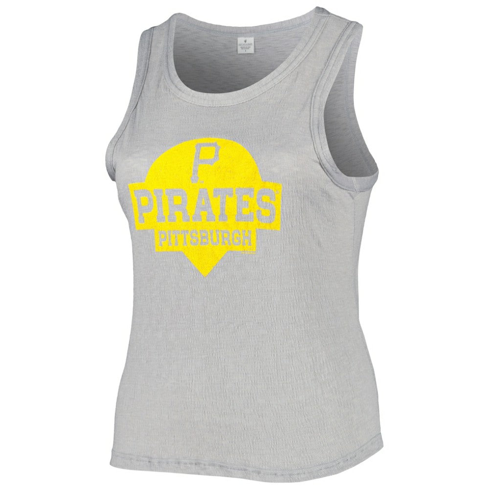 MLB Pittsburgh Pirates Soft as a Grape Women's Plus Size High Neck Tri-Blend Tank Top