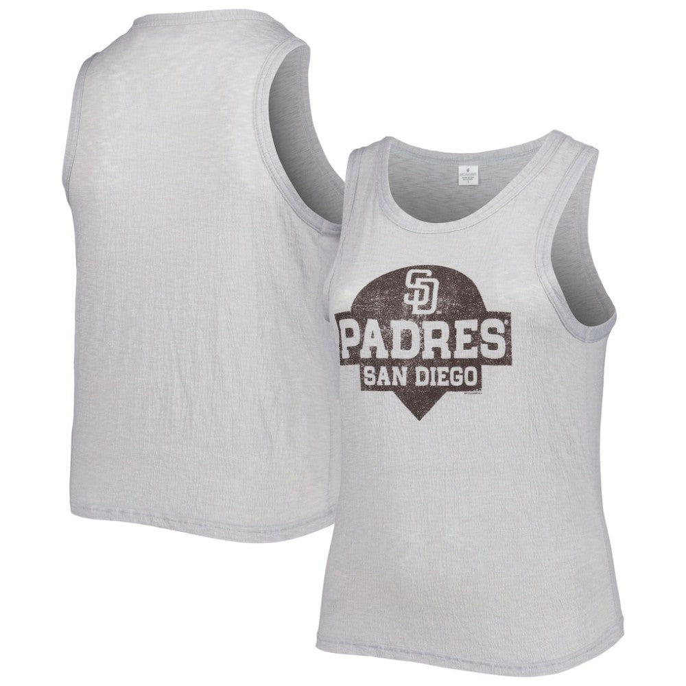MLB San Diego Padres Soft as a Grape Women's Plus Size High Neck Tri-Blend Tank Top