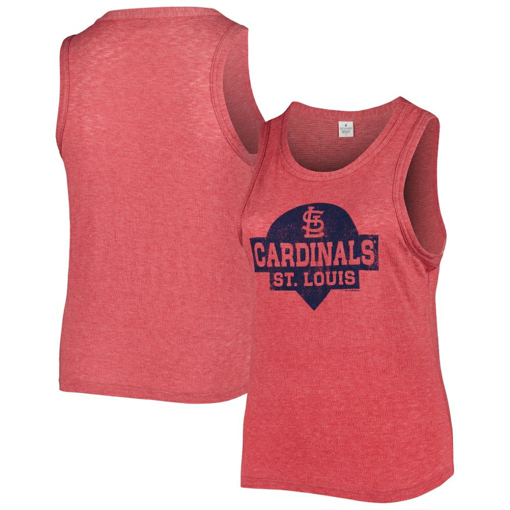 MLB St. Louis Cardinals Soft as a Grape Women's Plus Size High Neck Tri-Blend Tank Top