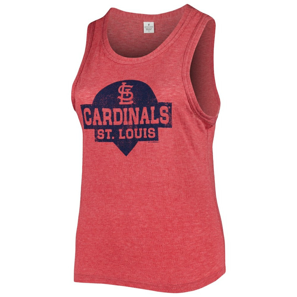 MLB St. Louis Cardinals Soft as a Grape Women's Plus Size High Neck Tri-Blend Tank Top