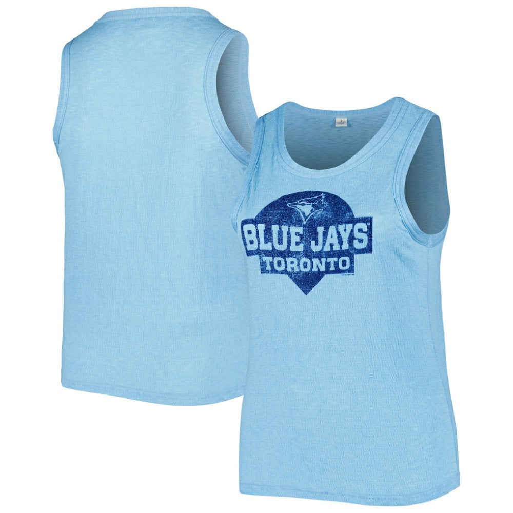 MLB Toronto Blue Jays Soft as a Grape Women's Plus Size High Neck Tri-Blend Tank Top