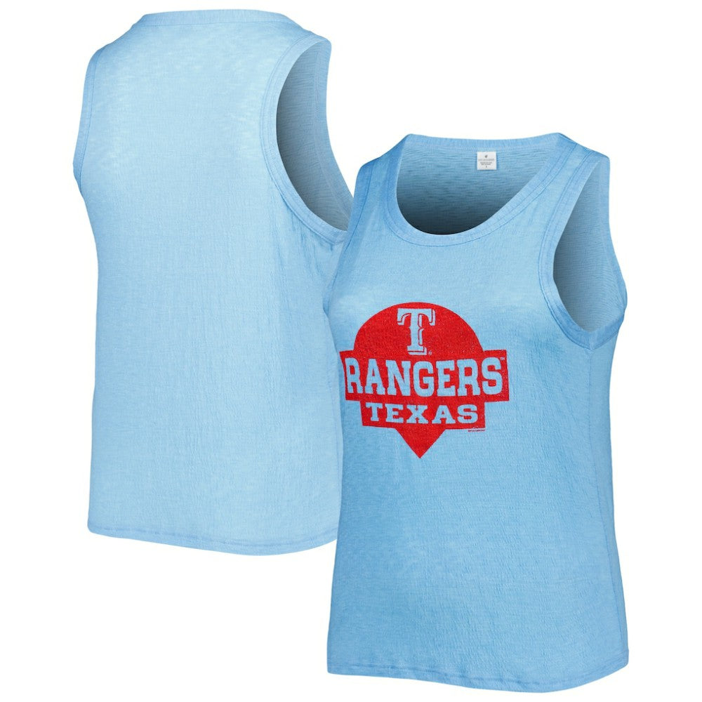 MLB Texas Rangers Soft as a Grape Women's Plus Size High Neck Tri-Blend Tank Top