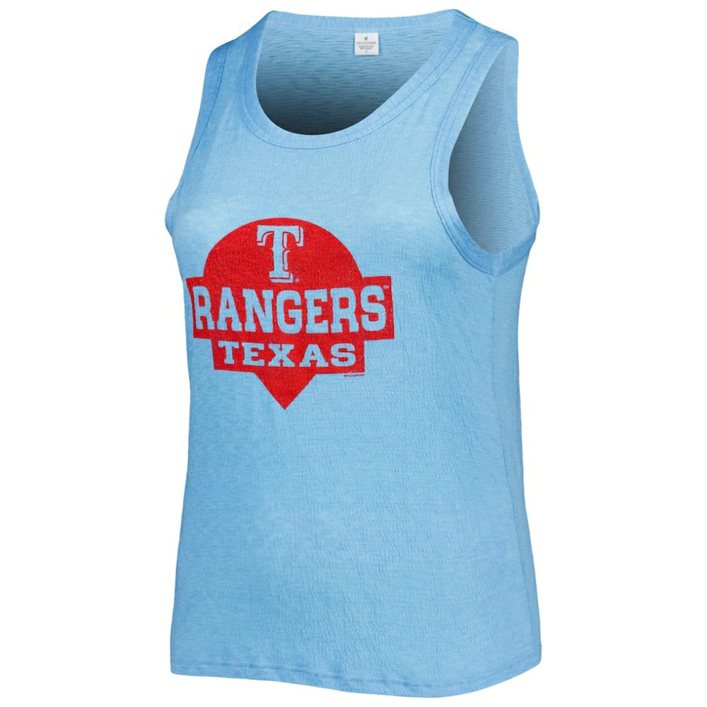 MLB Texas Rangers Soft as a Grape Women's Plus Size High Neck Tri-Blend Tank Top