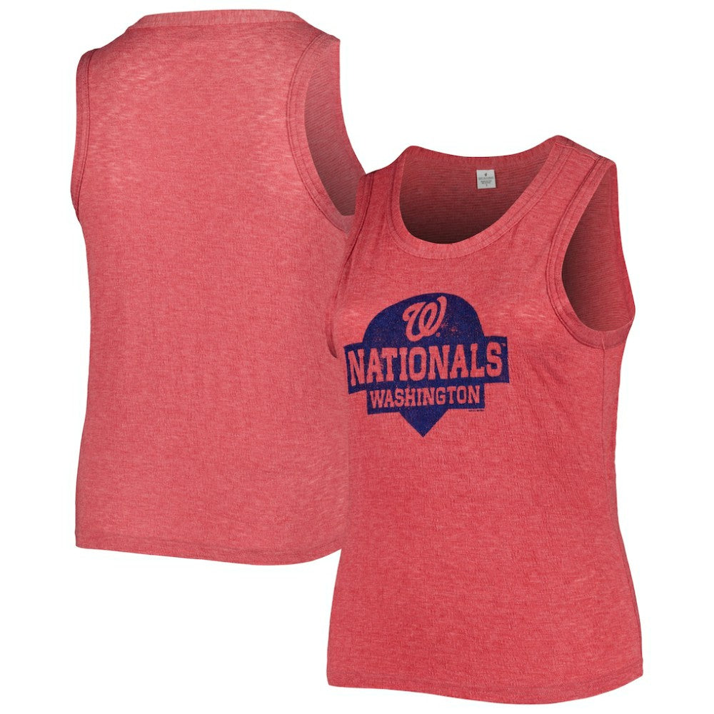 MLB Washington Nationals Soft as a Grape Women's Plus Size High Neck Tri-Blend Tank Top