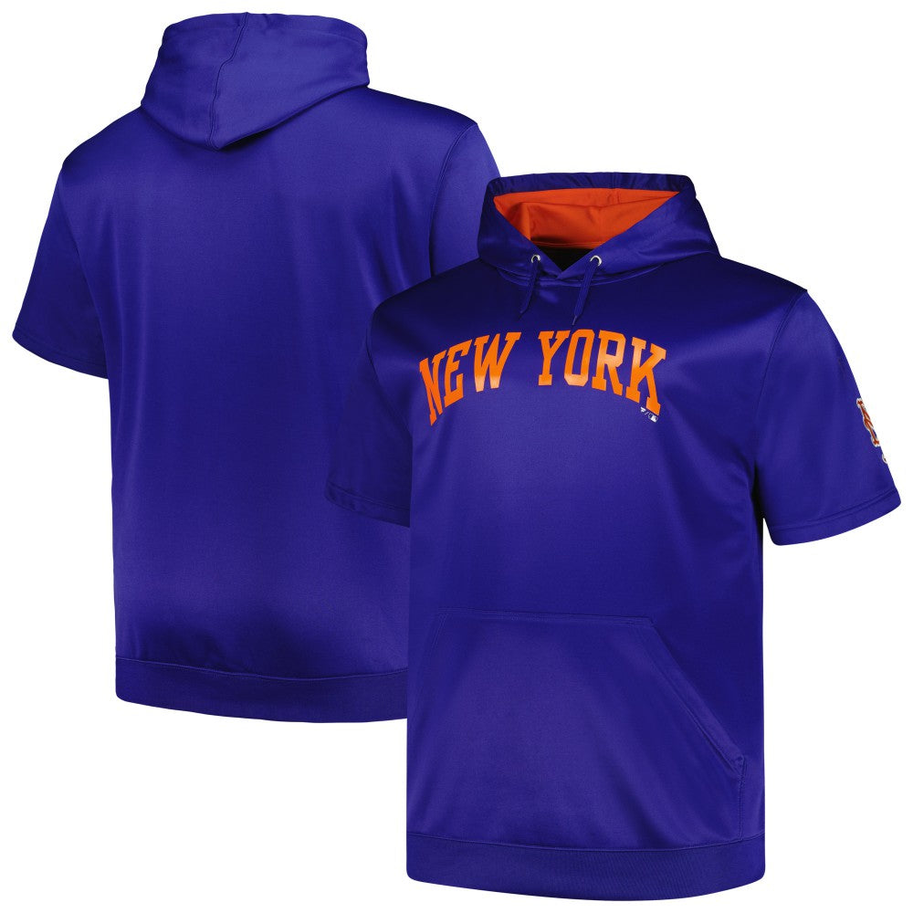 MLB New York Mets Profile Big & Tall Contrast Short Sleeve Pullover Hoodie