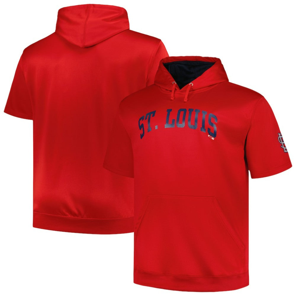 MLB St. Louis Cardinals Profile Big & Tall Contrast Short Sleeve Pullover Hoodie