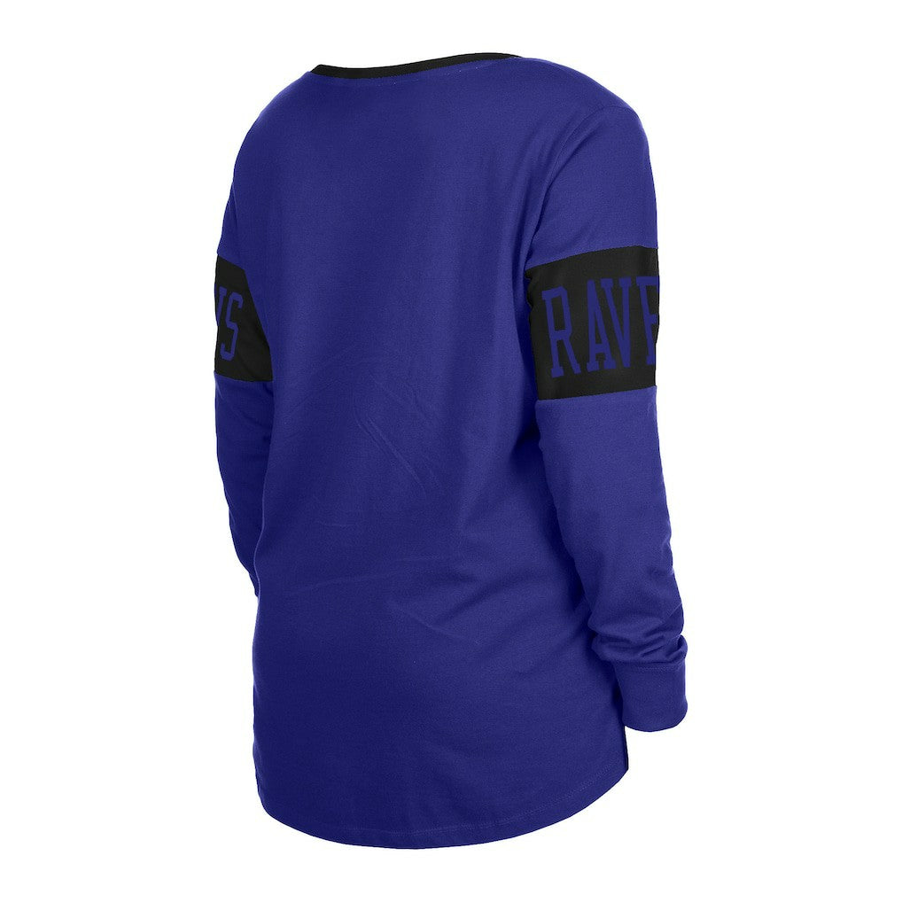 Women's Lace-Up Notch Neck Long Sleeve T-Shirt - Baltimore Ravens