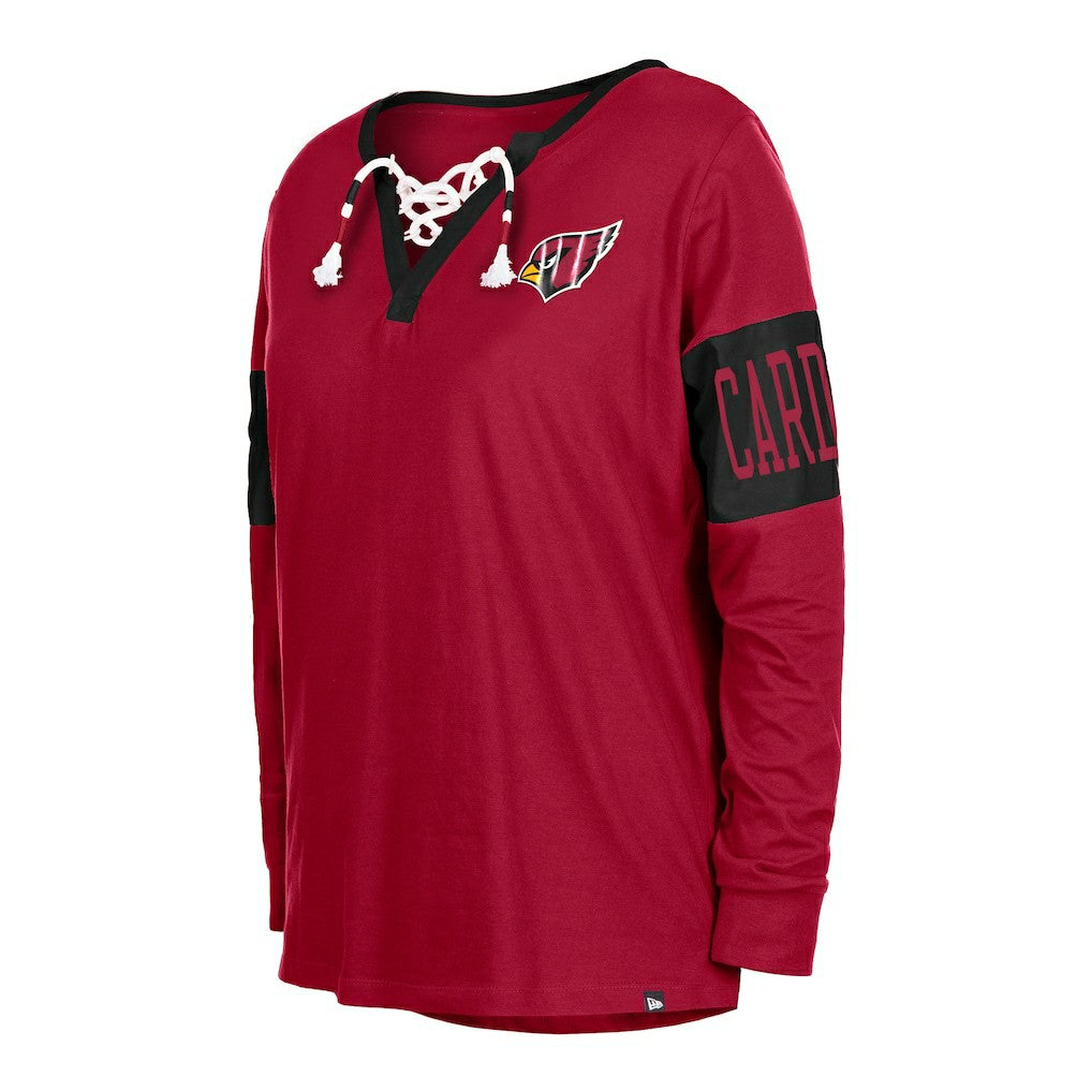 Women's Lace-Up Notch Neck Long Sleeve T-Shirt - Arizona Cardinals